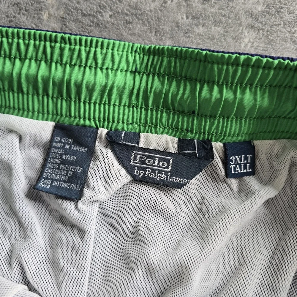 Polo Ralph Lauren Swim Trunks Mens 3XLT Navy Blue Green Pony Lined 6.5